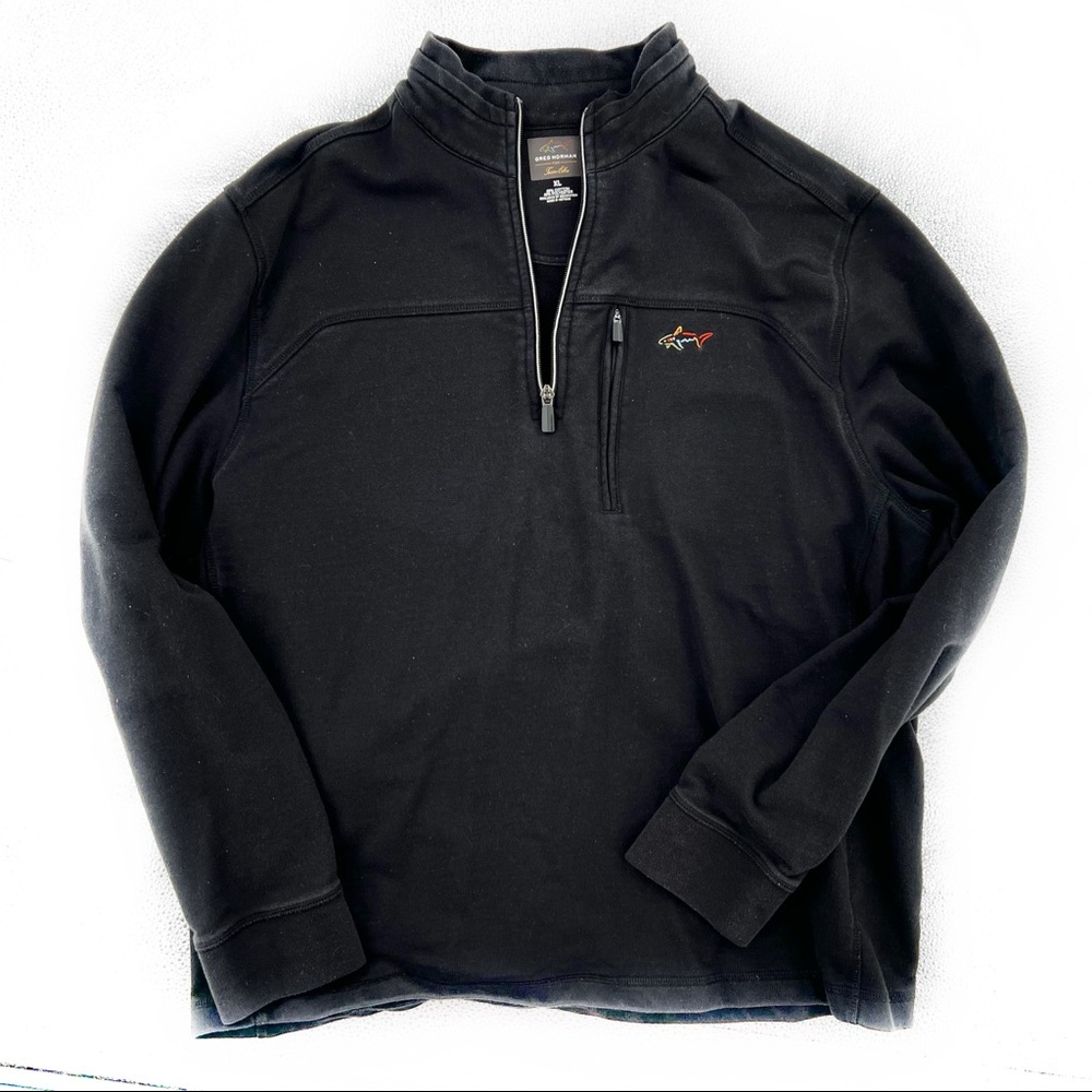 Greg Norman for Tasso Elba Cotton Blend 1/4 Zip-Up Pullover Black Men's Size XL